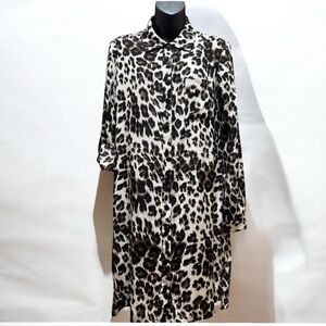 Diane Von Furstenberg Brown Animal Print Silk Shirt Dress size 8